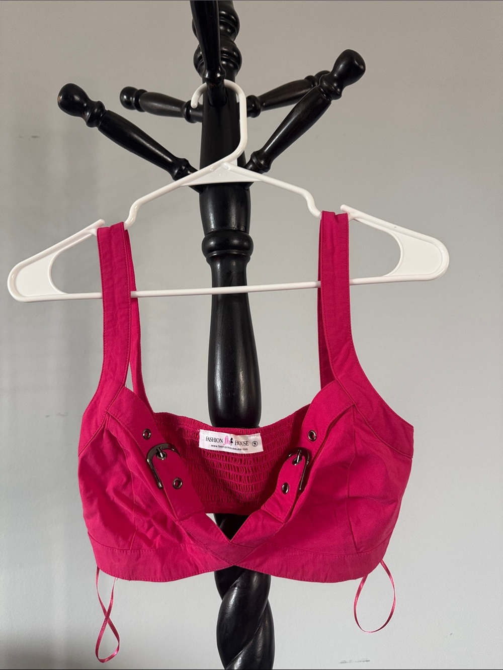 Fuchsia Buckle Crop Top